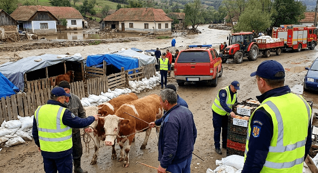 ANSVSA. Măsuri obligatorii și recomandări pentru protecția animalelor și siguranța alimentelor în zonele afectate de inundații și viituri