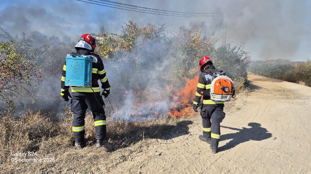 FOTO 📸 Patru incendii stinse de pompierii dâmbovițeni în prima zi a săptămânii