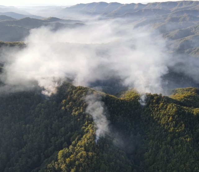 Incendiul de pădure din Olănești s-a extins; suprafața afectată a ajuns la 34 de hectare