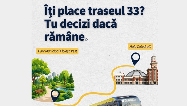 Viitorul traseului 33, Hale Catedrală – Parcul Municipal Ploiești Vest, depinde de numărul de călători!