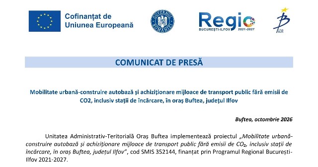 COMUNICAT DE PRESĂ - UAT BUFTEA - Mobilitate urbană