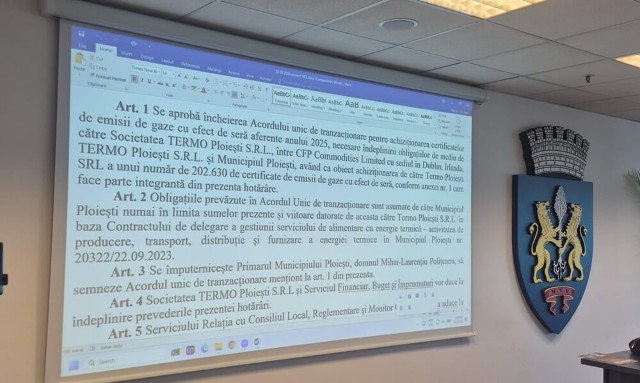 VIDEO 🎦 Vot pe ultima sută de metri, în Consiliul Local, ca Termo Ploiești să poată achiziționa certificatele CO₂ pe anul 2025. Societatea risca să achite penalități de zeci de milioane de euro
