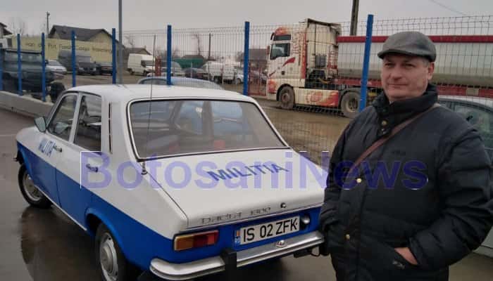 Autoturism Dacia recondiționat de un botoșănean pasionat și transformat, cu pasiune, în mașină de Miliție