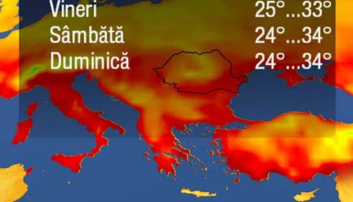 Alertă de furtuni și caniculă valabilă în acest weekend