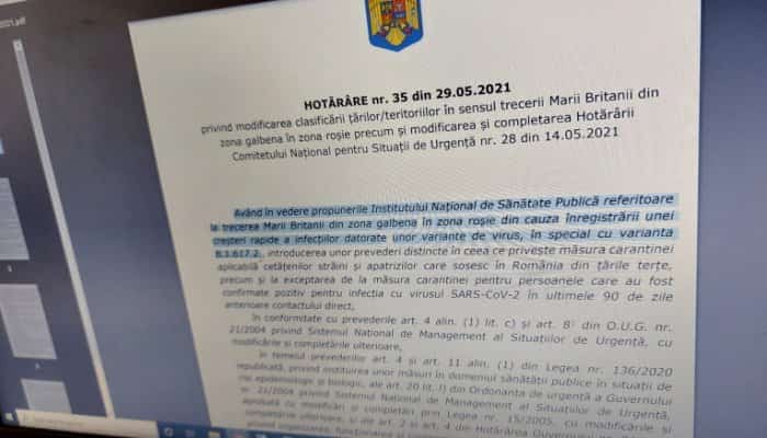 CARANTINĂ | România a pus Marea Britanie pe lista roşie, după răspândirea unei noi tulpini COVID