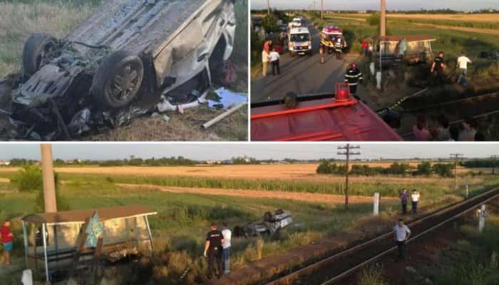 Accident feroviar grav. Șoferul unui autoturism a rămas încarcerat în mașină
