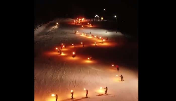 VIDEO – Imagini superbe! Hora Unirii pe pârtia Veverița, la Vatra Dornei