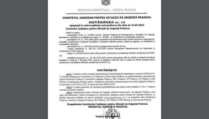 Sindicaliștii din Poliție cer revocarea prefectului de Prahova pentru că i-ar fi pus “ilegal” pe polițiști să facă anchete epidemiologice. SNPPC: &quot;Aberații cu girul șefilor de arme județeni&quot;