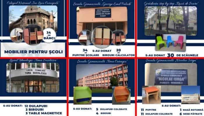 6 unităţi de învăţământ din Ploieşti, dotate cu mobilier printr-o campanie de donaţii iniţiată de un tânăr consilier