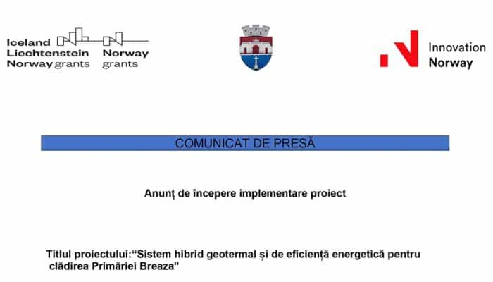 COMUNICAT DE PRESĂ: Anunț de începere implementare proiect - Orașul Breaza