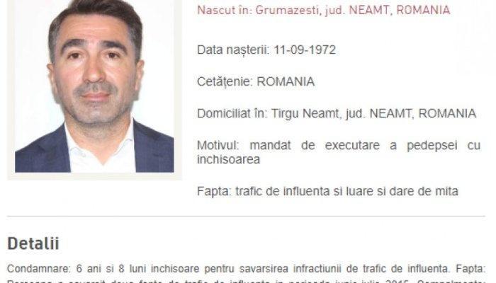 Ionel Arsene, preşedintele CJ Neamţ, dat în urmărire generală după ce a fost condamnat