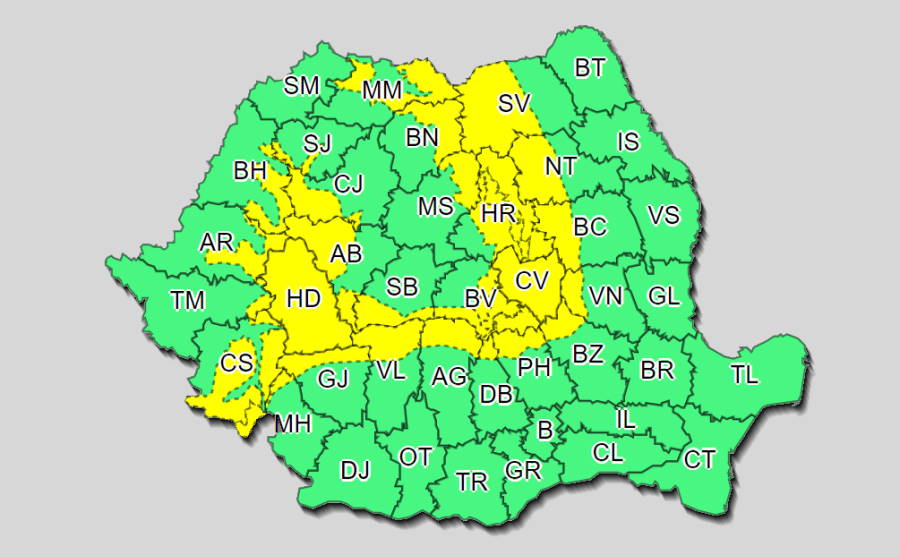 vremea romania cod galben instabilitate avertizare meteo anm