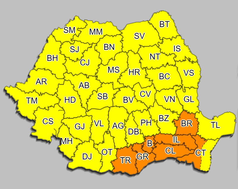 cod portocaliu galben alerta avertizare anm canicula august romania disconfort termic