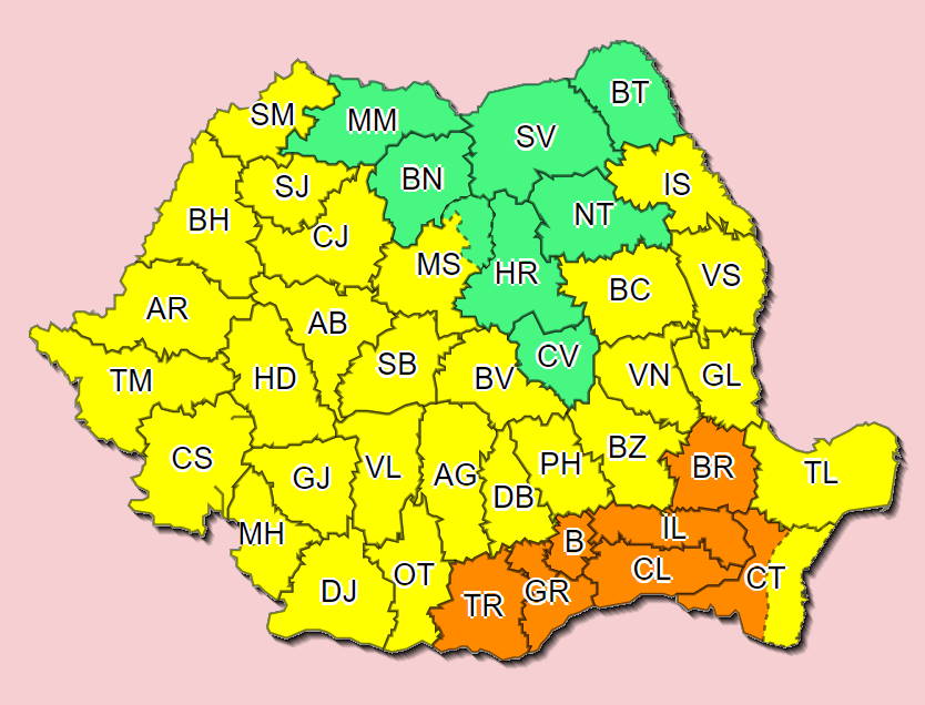 vremea romania cod portocaliu galben canicula disconfort termic