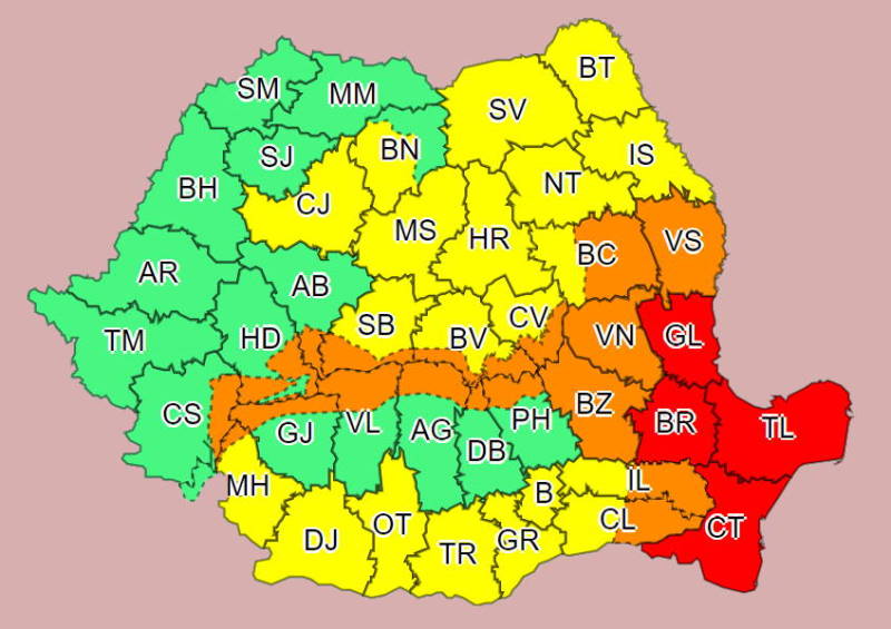 alerta meteo avertizare anm cod rosu vant ninsori viscol