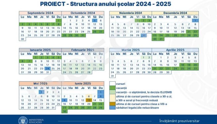 proiect structura anului școlar 2024 - 2025