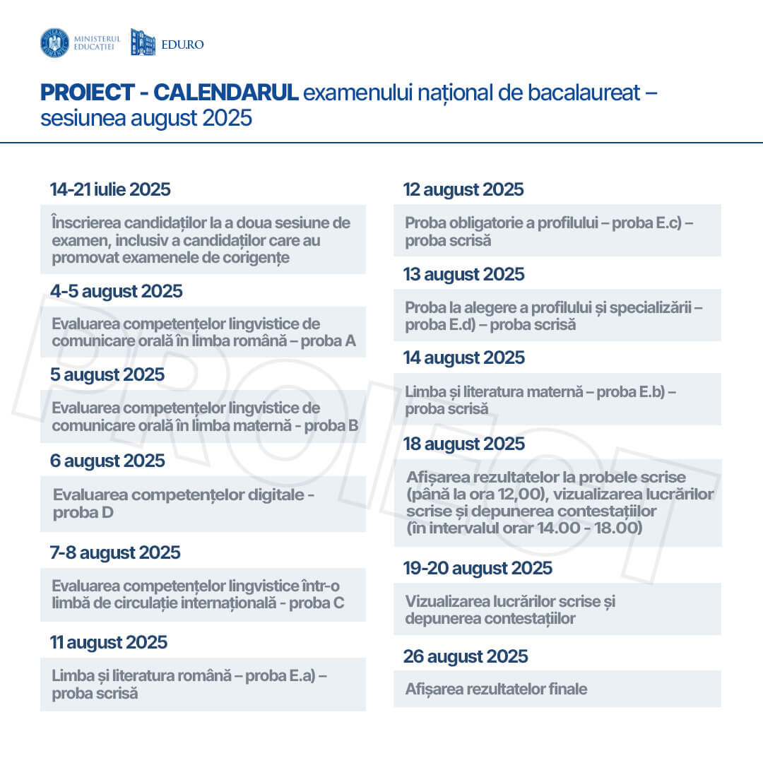 calendar examene evaluarea nationala bvacalaureat