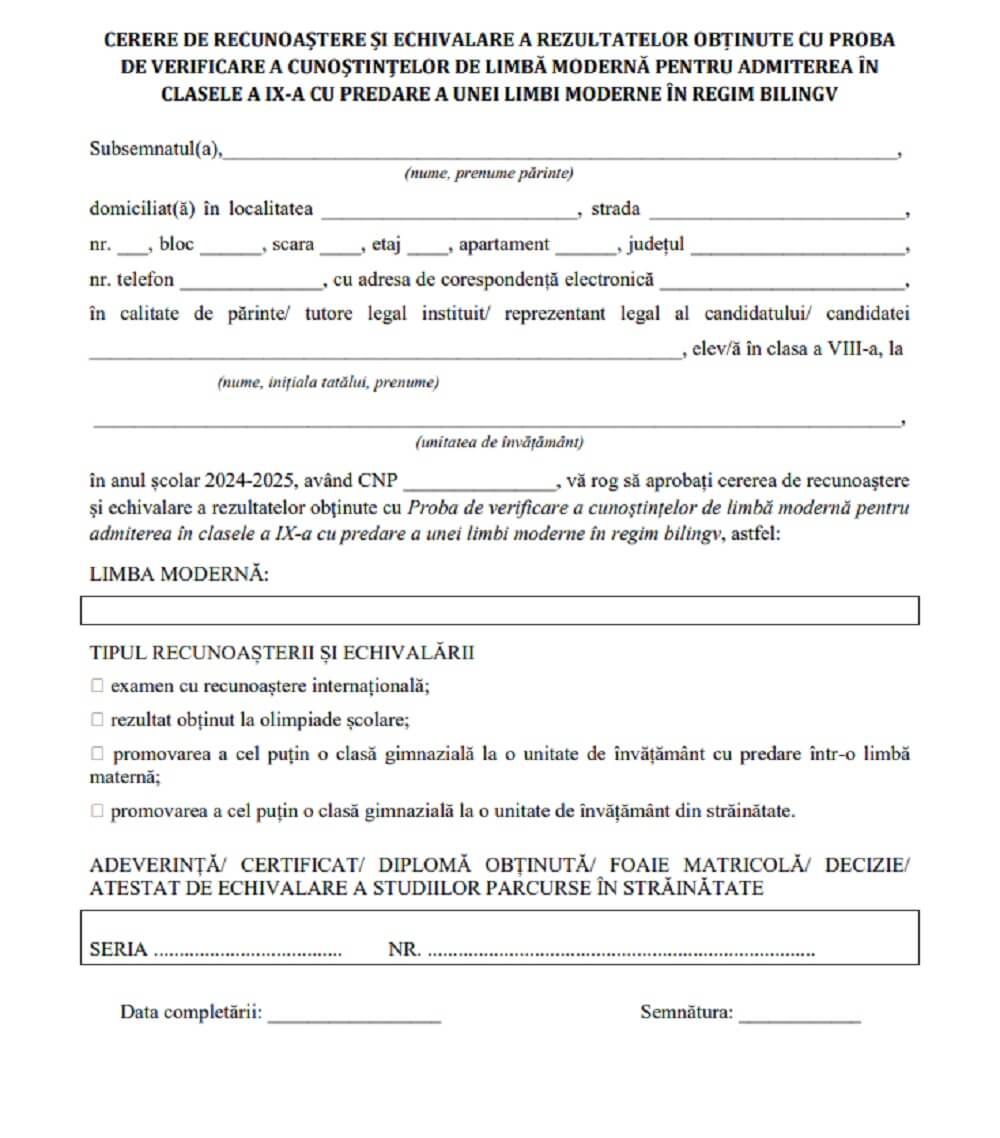 admitere liceu procedura limbi straine
