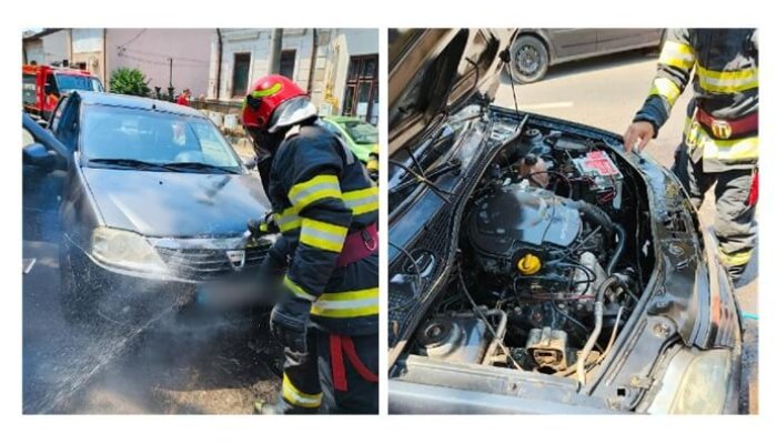 o mașină a luat foc pe stradă în ploiesti