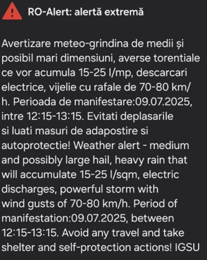 alerta furtuni prahova 9 iulie