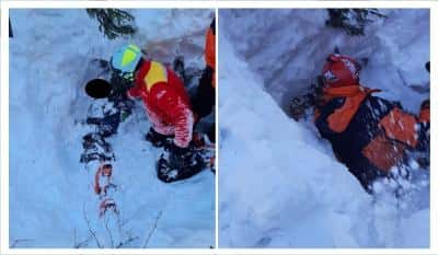 FOTO - Tată și fiu, victimele avalanșei produse joi, la Sinaia. Imagini din timpul intervenției Salvamont