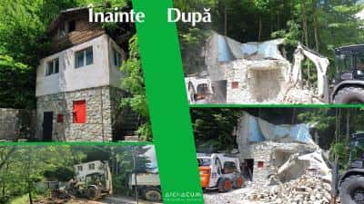 FOTO Autoritățile din Sinaia au început să demoleze construcțiile ilegale