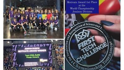 FOTO și VIDEO 🎦 RO2D2, echipa de robotică a CNMV Ploiești, a obținut “Motivate Award” la Campionatul Mondial de Robotică din SUA